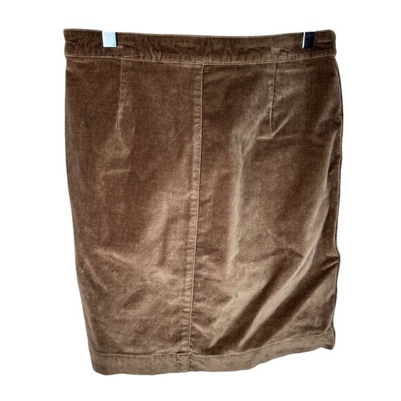 Garnet Hill Button-Front Velvet Skirt Size 4 Brown Fall Boho Western Brown - Picture 3 of 6